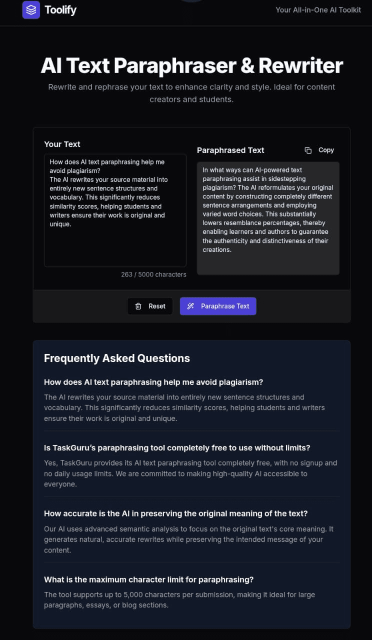 AI rewritten text output
